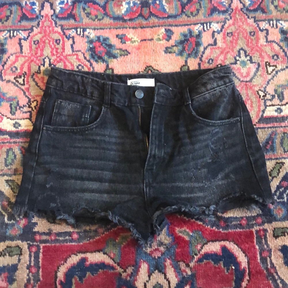 Zara black distressed cutoff shorts